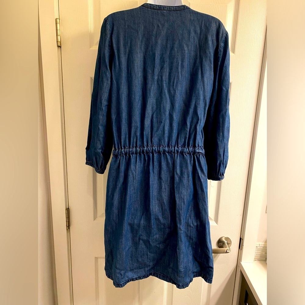 Calvin Klein Jeans Tencel Shirt Dress Women Size M Blue Waist-Drawstring - Picture 3 of 6